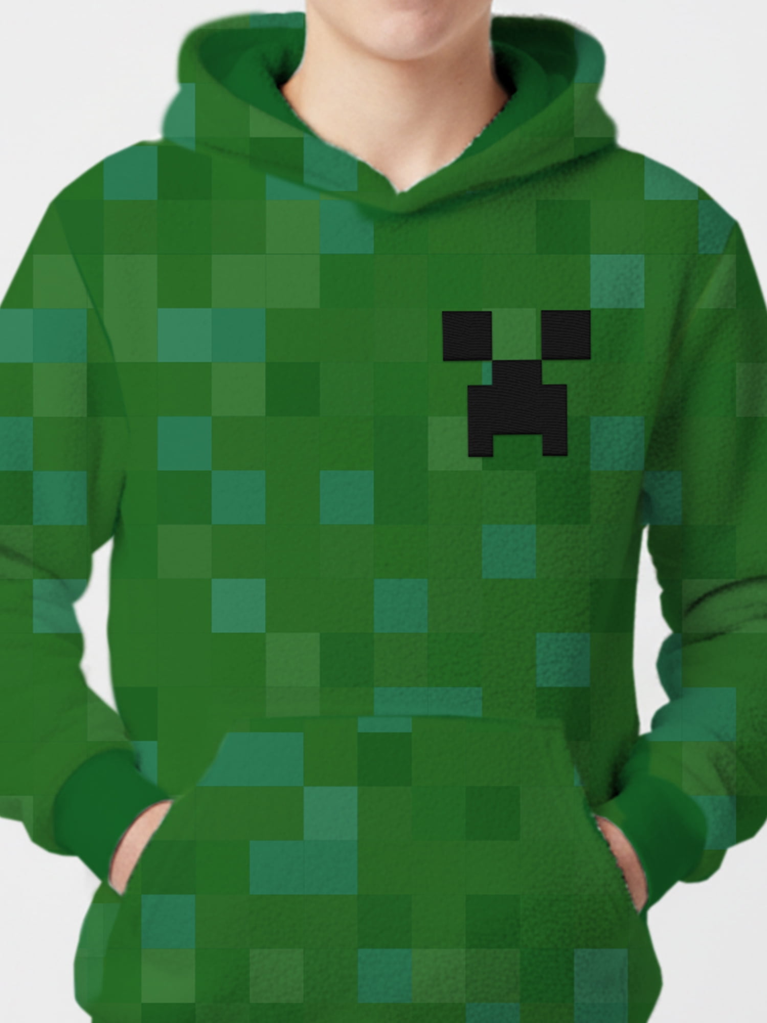 Minecraft, Boys' & Big Boys' Hooded Woobie, Creeper Face Pop, Sizes 4-18