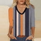 thumbnail image 1 of Fiudx Ofertas Del Día Top con Cuello En V y Manga 3/4 con Estampado Informal a La Moda para Mujer, 1 of 4