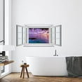 thumbnail image 4 of 3D Window Wall Stickers 31x15 Inch PVC Wall Stickers Water Beach Sunset Fake Windows Wall Decals Self Adhesive Wall Murals, 4 of 9