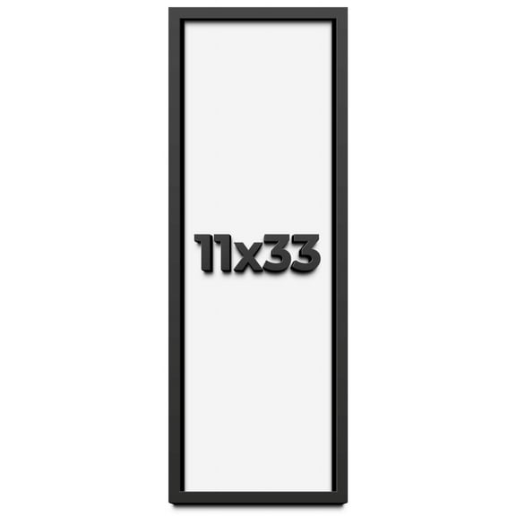 11x33 Shadow Box Frame Black | 1 inches Deep Real Wood Contemporary Shadowbox Display Frame | UV