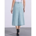 thumbnail image 4 of DARING DIVA Women's High Waisted A-Line Frayed Midi Skirt with Pockets L Light Blue, 4 of 5