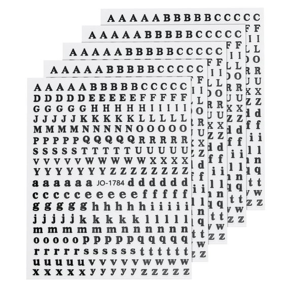 Nail Letter Stickers 5 Sheets, 3D Alphabet Nail Decals Self-Adhesive for Women DIY Nail Art Decoration, Black
