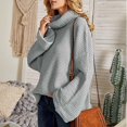 thumbnail image 7 of Duoif Sweaters for Women Trendy Women's Elegant Turtleneck Sweaters Oversized Long Sleeve Chunky Knit Sweater Fall Winter Casual Solid Pullover Tops Women's Sweaters Womens Tops Grey M, 7 of 7