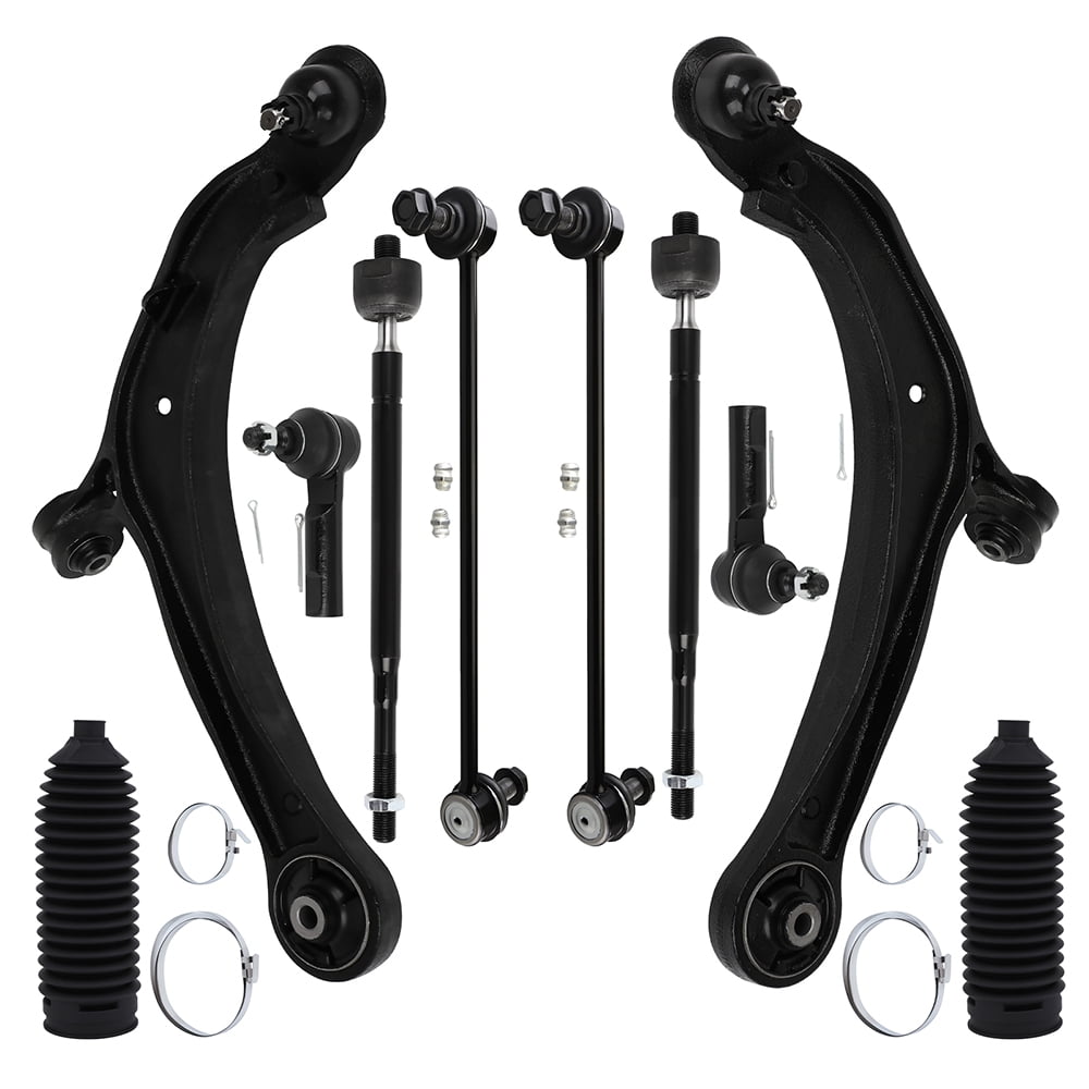 ECCPP - 10PCS Front Lower Control Arm w/Ball Joint Inner Outer Tie Rod End Sway Bar Link Steering Boot Compatible Fit 2011-2017 For Honda Odyssey Suspension Kit