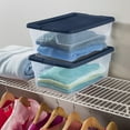 thumbnail image 4 of Sterilite Stackable 16 Qt Storage Tote, Clear, Blue Lid, (12 Pack), 4 of 5