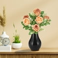 thumbnail image 3 of Silk Flower Bouquet with Dahlias Roses & Hydrangeas | 33cm Artificial Floral Arrangement for Wedding Party Home & Garden Decor | Includes 6 Flowers & Foliage, 3 of 6