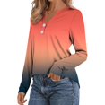 thumbnail image 4 of Early Fall Fashion, Yigetop Women Fashion Casual Long Sleeve Button Tops Shirts Blouses Tops Henley Shirts for Women orange 3XL, 4 of 6