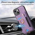 thumbnail image 4 of for iPhone 14 Plus Phone Case Wallet with Card Holder,PU Leather Flip Folio Case,RFID Blocking Ring Holder Kickstand Wrist Strap Magnetic Protective Women Men Cover,Purple,For iPhone 14 Plus, 4 of 11