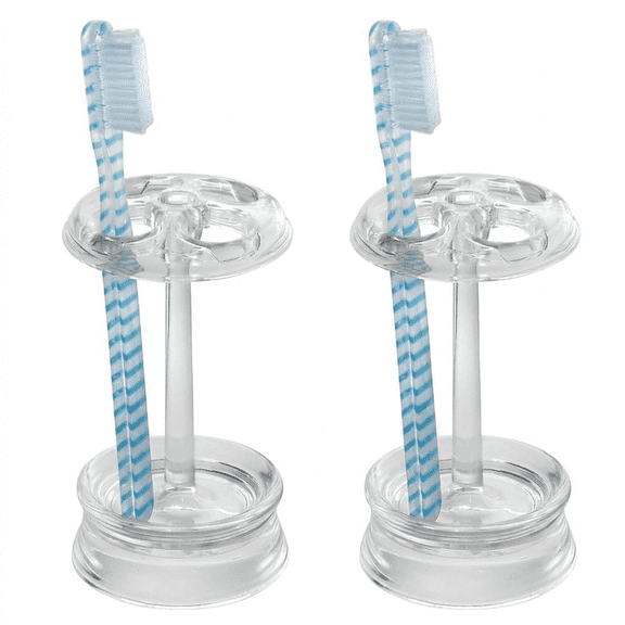 iDesign Franklin Plastic Toothbrush Holder Stand for Bathroom Vanity Countertops, Clear