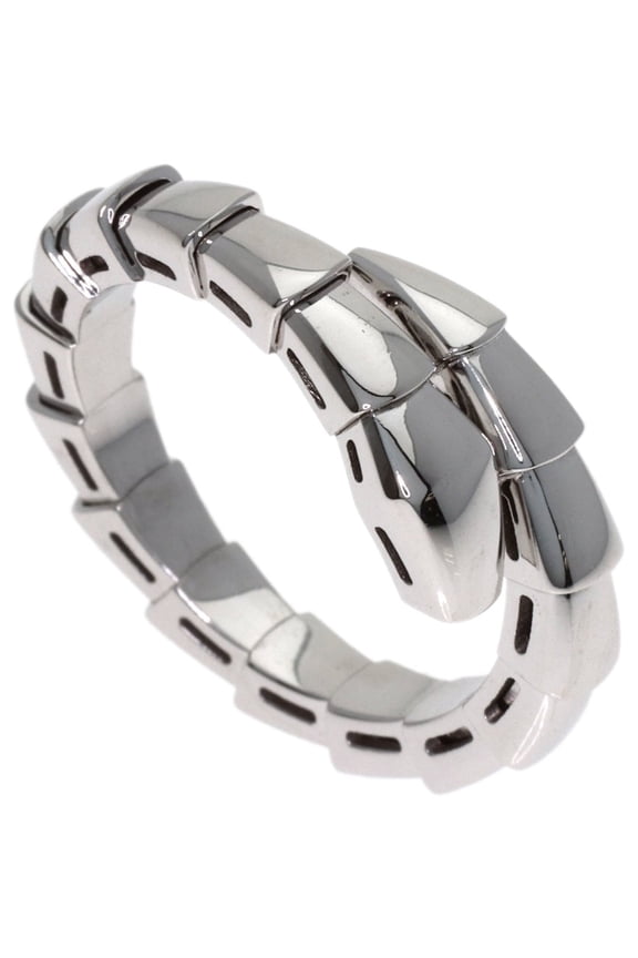 Pre-Owned BVLGARI Serpenti Viper Ring, Size M, 18K White Gold, Women's.