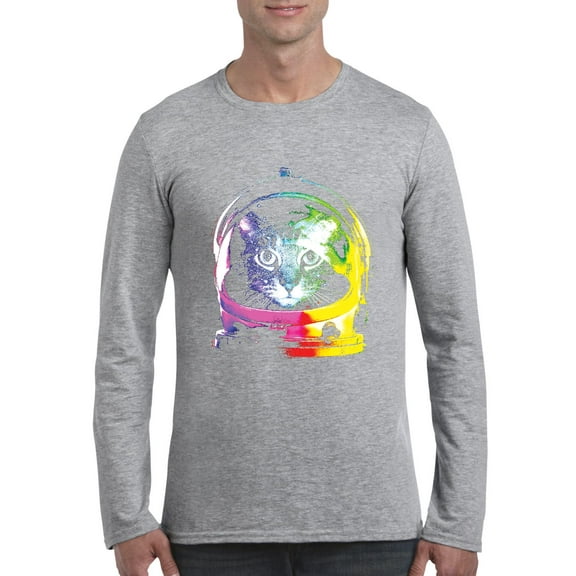 Artix - Mens Long Sleeve T-Shirts, up to Size 5XL - Space Cat