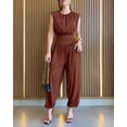 thumbnail image 3 of CHICME Womens Summer One Piece Jumpsuit Sleeveless Dressy Jumpsuits High Slit Casual Overalls for Vacation Evening Wear Brown-L, 3 of 8