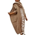thumbnail image 2 of ICHUANYI Clearance Autunm And Winter Women Casual Tops Coat Long Sleeve Overcoat Tops Letter Printed Mid-length Cardigan Knitted Sweater(Brown, M) ICHUANYI WER2023081507850, 2 of 6