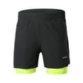 thumbnail image 2 of Lixada Men 2 in 1 Running Shorts Quick Drying Breathable Active Training Exercise Jogging Marathon Cycling Shorts Black & Green XL, 2 of 7