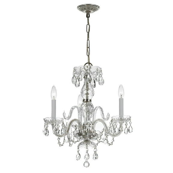 Crystorama 5044-CH-CL-MWP Traditional Crystal 3-Light Hand Cut Crystal Mini Chandelier