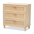 thumbnail image 1 of Baxton Studio Sebille Modern Brown Wood 3-Drawer Storage chest with Rattan, 1 of 5