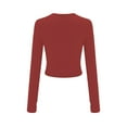 thumbnail image 4 of ATOYSOY Women's Fashion Solid Color Pullover Slim Basic Cropped Tops Outwear Long Sleeve Tees Fall Winter Casual Shirts Crew Neck Sweatshirts Red M, 4 of 4