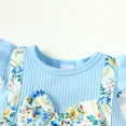 thumbnail image 6 of OLLUISNEO Infant Baby Girls Clothes 18-24 Months Girls Dress Toddler Girls Flying Sleeve Dress Summer Floral Dress Headband Hat 3pcs Set, Blue, 6 of 9