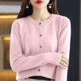 thumbnail image 2 of Womens&nbsp;cardigan&nbsp;sweaters Button Up Cardigans Open Front Crewneck Cozy Sweater Top Warm Soft Knitwear OIOLOYJM Pink L, 2 of 6
