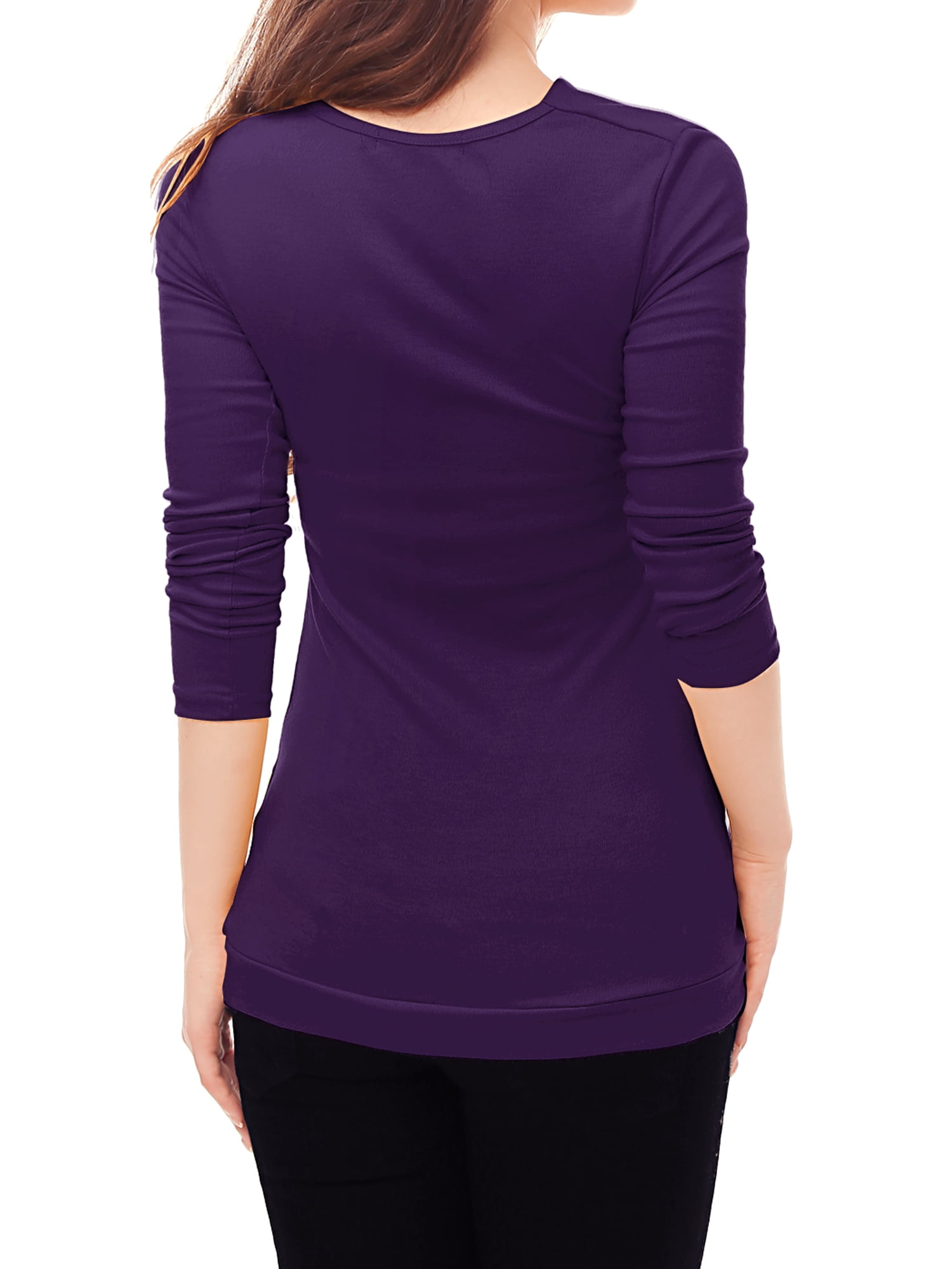 DARING DIVA Women's Cowl Neck Side Ruched Tunic Top 2XL Purple