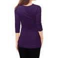 thumbnail image 4 of MODA NOVA Junior's Cowl Neck Long Sleeves Buttons Decor Ruched Top, 4 of 5