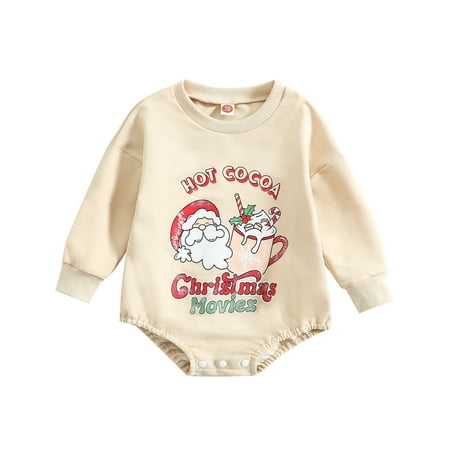 

kpoplk Christmas Sweatshirt Romper Baby Girl Baby Boy Girl Neutral Sweatshirt Oversized Romper Dinosaur Sweater Shirts Crewneck Pullover Fall Winter Clothes(C)