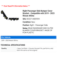 thumbnail image 2 of Right Passenger Side Bumper Cover Bracket - Compatible with 2019 - 2023 Nissan Altima 2020 2021 2022, 2 of 2