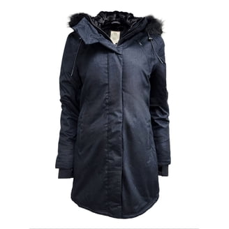 HoodLamb Women's Black Long Hemp Parka – Water Resistant, NWT, Sustainable Style