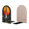thumbnail image 2 of Susaid Retro Space Rocket Launch Print Wooden Bookends Decorative Book Ends for Shelves Heavy Books Holder Organizer Non-Slip Desk Book End for Kids Room Office School 1 Pairs, 2 of 8