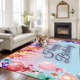 thumbnail image 2 of 6'x9' Area Rugs, Happy Birthday Indoor Outdoor Area Rug for Living Room Bedroom, Colorful Balloons Bow Gradient Modern Blue Washable Bathroom Rugs Kitchen Floor Carpet Mats Home Decor Aesthetic, 2 of 8