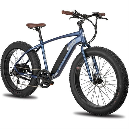 Hiland 26" Aluminum Electric Bike, Adults Ebik with 500W Motor & Removable Fully Integrated Lithium-Ion Battery, 26 Inch Fat Tire Ebike 21MPH Snow Beach Cruiser E-Bike Shimano 7-Speed, Blue