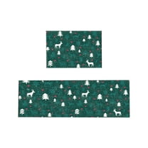 Summercome Christmas Kitchen Rug Sets Xmas Holiday Snowflake and Christmas Tree Kitchen Mat 2 Pieces Non-Slip Decorative Doormat Area Runner Carpet Set Floor Mat for Home Decoration, 16"x24" 16"x47"