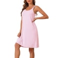 thumbnail image 4 of INSPIRE CHIC Vestido de pijama sin mangas para mujer, quimono de modal, camisones, camisetas de noche, vestidos de tirantes, S Rosa claro, 4 of 6