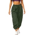 thumbnail image 3 of Cmtiyu Womens Cargo Pants Casual High Waist Drawstring Solid Jogger Pants Outdoor Athletic Trouser with Pockets S-2XL, 3 of 10