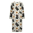 thumbnail image 4 of Yuyamidu Halloween Womens Robes Long Nightgown Lightweight Zipper Front Bathrobe for Women Blakc Cat Long Sleeves Robe Sleepwear Size 4XL Pumpkin Dressing Gown with Pockets, 4 of 7