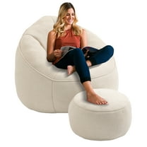Aukfa Bean Bag Chair, Lazy Sofa Beanbag with Ottoman for Living Room, Dorm - Beige