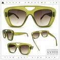 thumbnail image 2 of Women Oversized Thick Plastic Rectangle Cat Eye Flat Top Diva Sunglasses Matte Green - Brown, 2 of 8