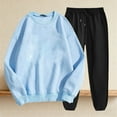 thumbnail image 5 of Women's 2PC Sweatsuits Long Sleeve Crewneck Sweatshirt Elastic Waist Solid Cuffed Joggers Loungewear Sets with Pockets Light Blue M, 5 of 5