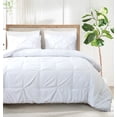 thumbnail image 1 of Marina Decoration Ultra Soft Luxury Fluffy Goose Down Alternative Solid Geometric Pintuck Tufted Bedding Set Pinch Pleated Comforter Set with Ruffled Shams, White Color, 1 of 9