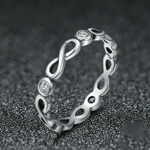 925 Sterling Silver Infinity Ring for Women Figure 8 Design Electroplated Silver Ring European Fashion Jewelry Number