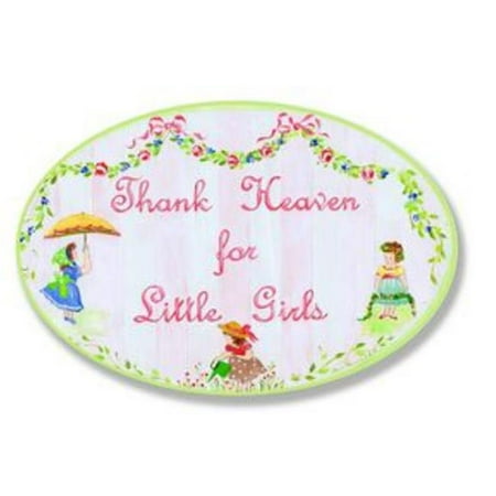 Communion Girl Plaque - Stupell Industries BRP-529 Thank Heaven For Little Girls Pink Oval Wall Plaque