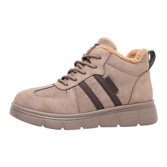 Women's Winter Warm Short Snow Boots Casual Lace Up Walking Shoes Comfortable Non Slip Running Athletic Booties Brown Size 6.5