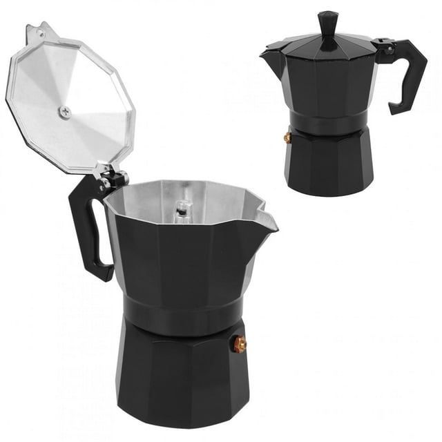 150ml 3Cup Aluminum Coffee Maker Pot Ergonomic Handle High Temperature Resistance Office Home Shop Use Red Black
