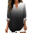 thumbnail image 1 of RXIRUCGD Chemisier Classique à Manches Retroussables Col en V pour Femmes, Gris, Taille : m, 1 of 4