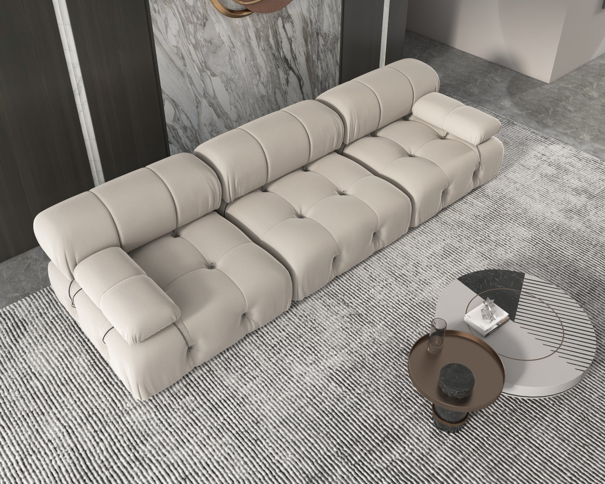bokifol 104"Modular Sectional Sofa for Living Room,Cloud Couch 3-Seat Sofa for Apartment,Office,Bedroom,Beige