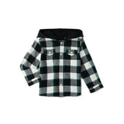 Wonder Nation Baby and Toddler Boys’ Hooded Flannel Shirt, Sizes 12M-5T