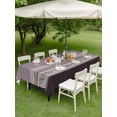 thumbnail image 4 of Outdoor Tablecloth with Umbrella Hole for Patio/Picnic/Party/Camping, Purple Floral Waterproof Table Cloth Rectangle Table Cover Washable, Modern Farmhouse Leaves Brown Striped (54"x 80"), 4 of 8