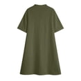 thumbnail image 7 of Summer Womens Dress with Pockets Cotton Linen V Neck Short Sleeve Casual Solid Color Midi Dress, 7 of 7
