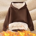 thumbnail image 3 of JTSRKL Cute Boys Girls Fleece Lined Sherpa Hoodie Unisex Kids Plush Thick Warm Winter Hoodies Pullover Hooded Sweatshirt Sweater Tops Brown 5-6 Years, 3 of 10