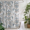 thumbnail image 2 of Xipuska Blue Tan Flower Shower Curtain - Water Repellent Fabric Shower Curtains Washable, Abstract Vintage Ethnic Tribal Boho Decorative Polyester Cloth Bathroom Curtains Modern Bath Decor 72"x72", 2 of 6